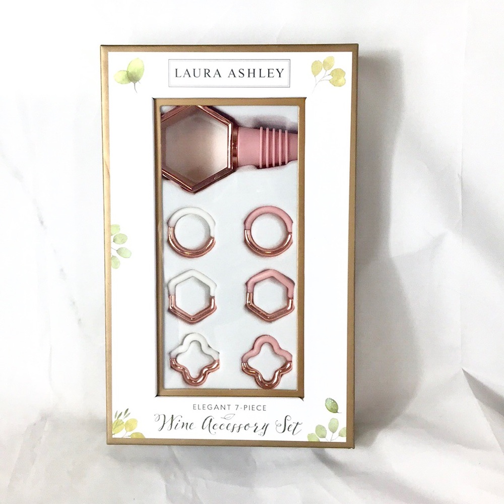 NEW Laura Ashley wine accessory set rose gold pink